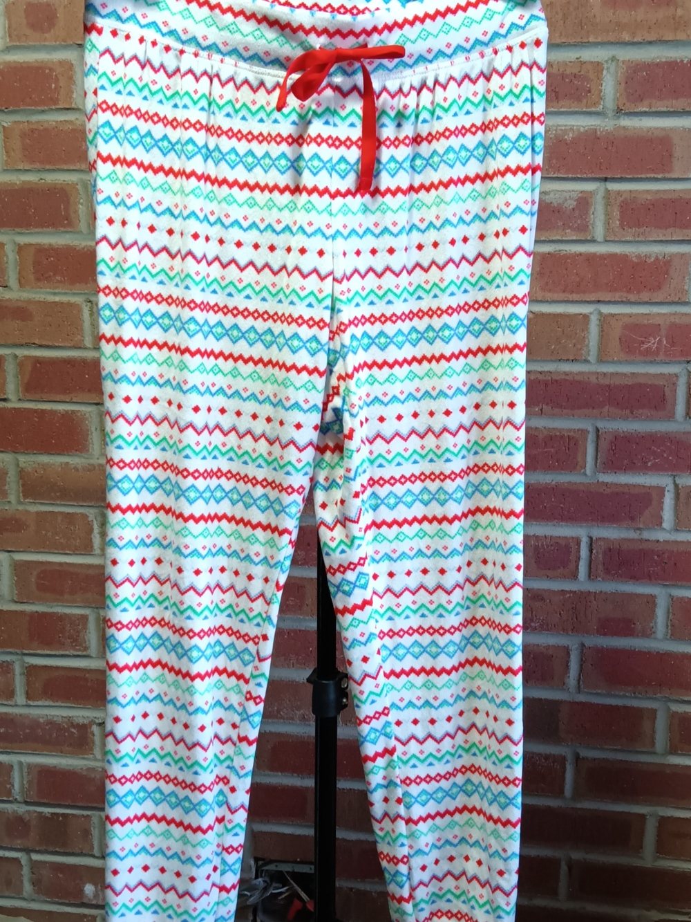 Holiday Stripe Print Pajama Pants - Red, Teal & White